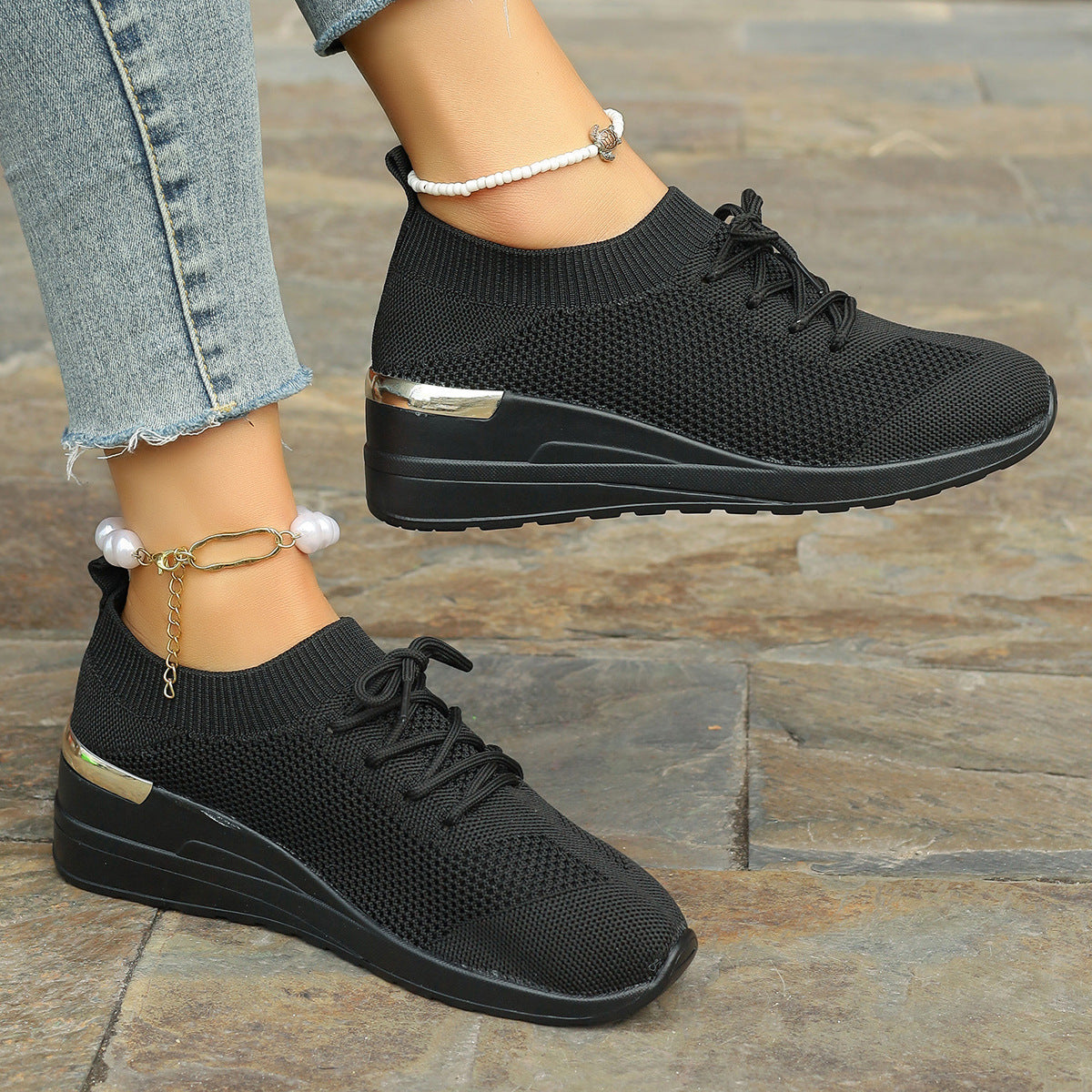Round Head Leisure Front Lace-up Platform Shoes - Bests Sale