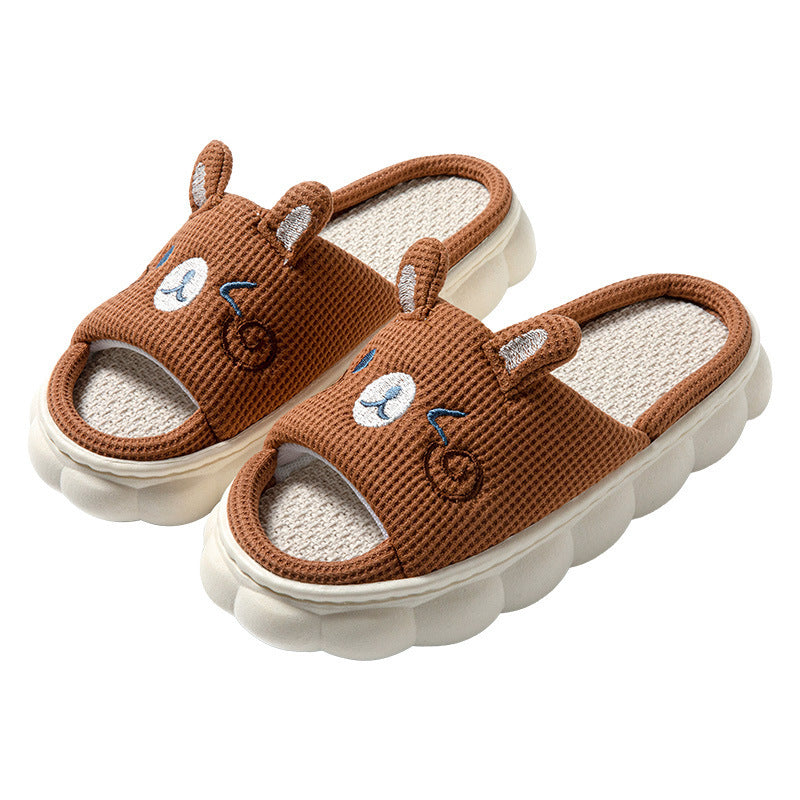 Cartoon Open Toe Couple Hemp Slippers - Bests Sale