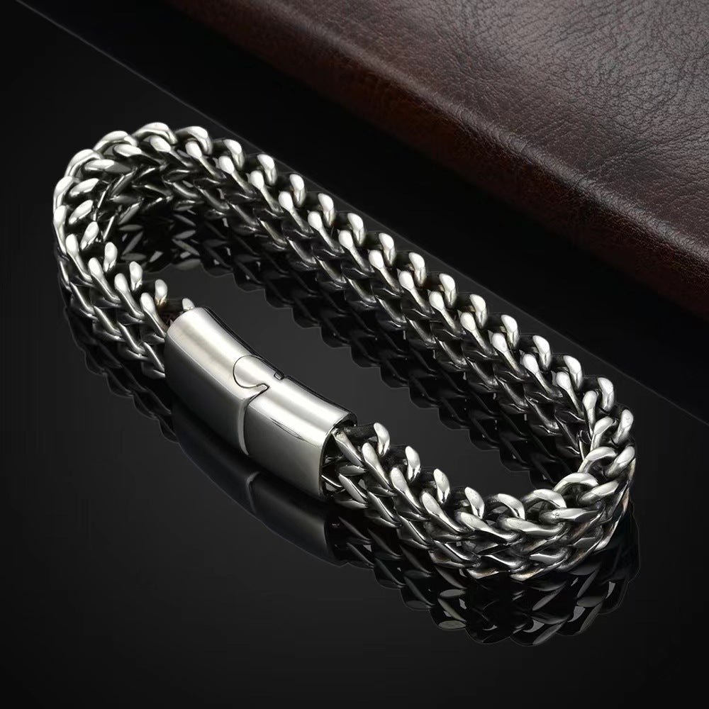 Hip Hop Stainless Steel Front And Back Men's Bracelet Simple - Bests Sale
