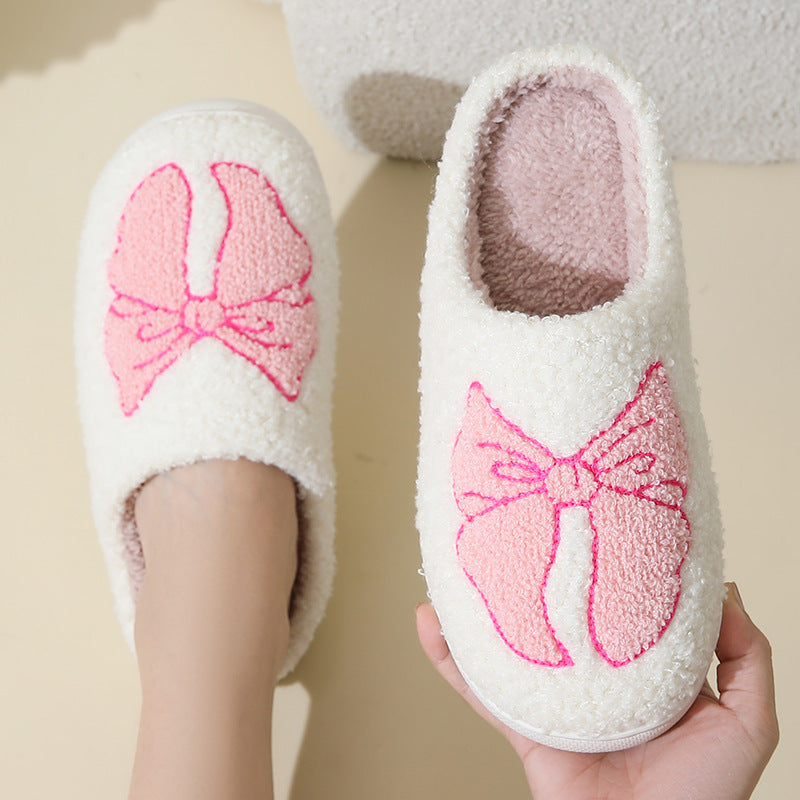 Cute Cartoon Bow Knot Cotton Slippers - Bests Sale