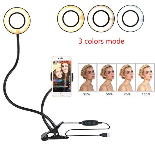 LED Selfie Ring Light for Live Adjustable Makeup Light-8cm Stand Coffee Jasper
