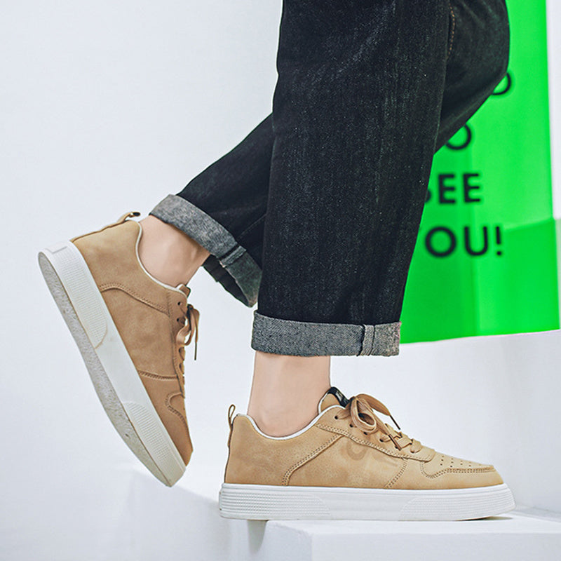 Men's Lace-up Flat Shoes Fashion Casual Round-toe Walking And Jogging Shoes Sneakers - Bests Sale