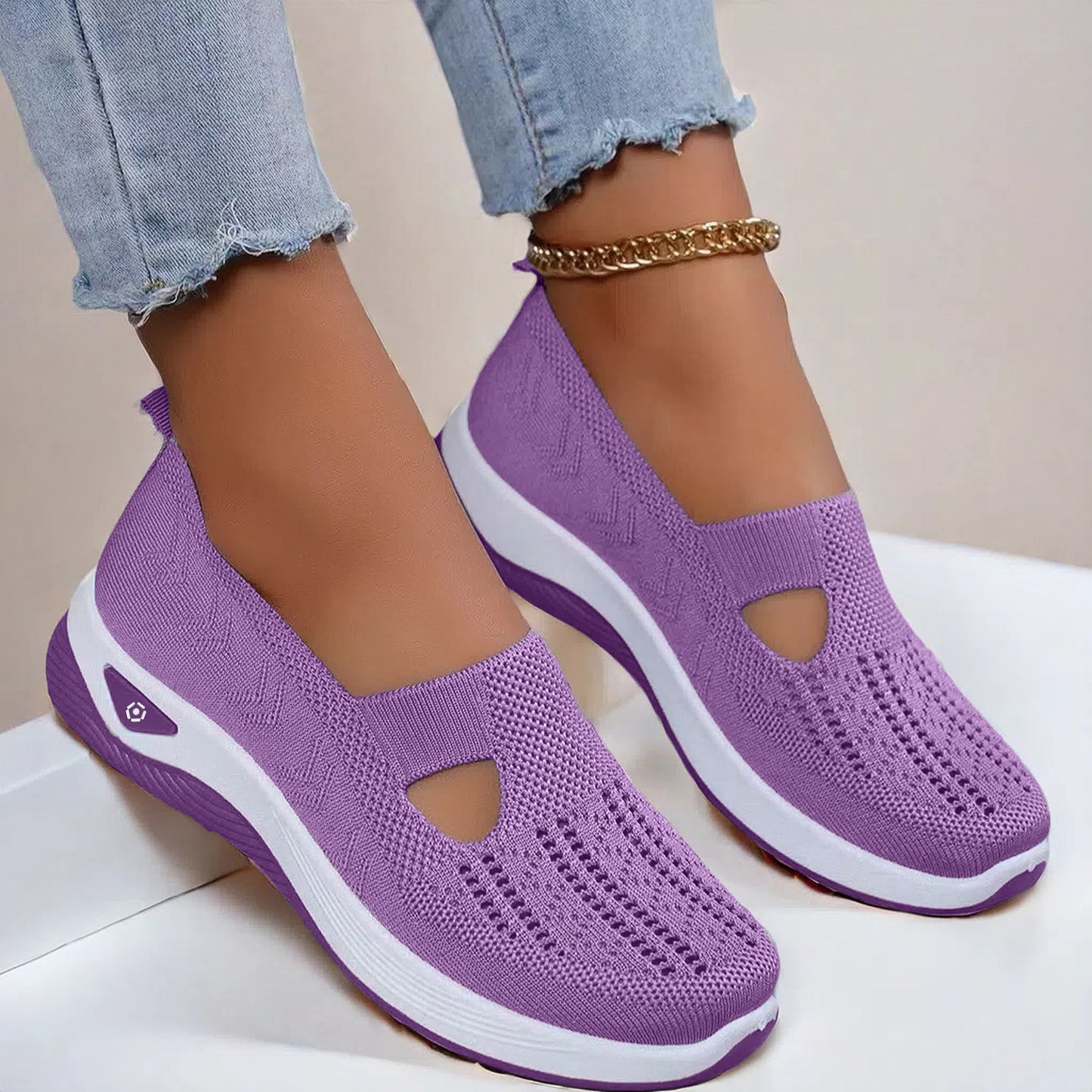 Mesh Flats Shoes Fashion Breathable Non-slip Soft Bottom Casual Shoes For Women - Bests Sale
