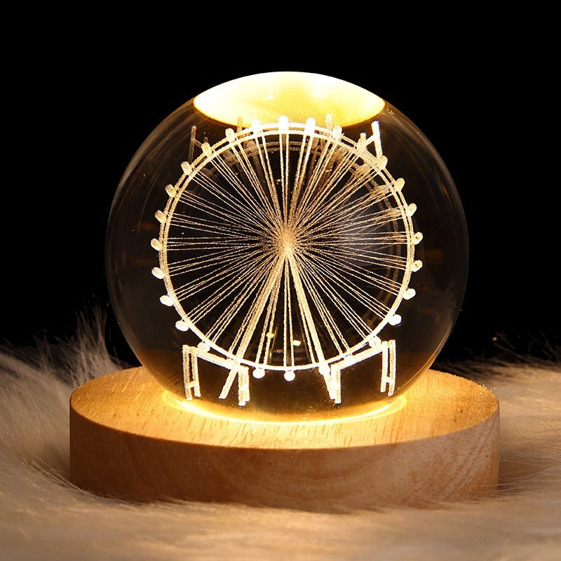 Luminous Crystal Ball Projection Ambience Light Coffee Jasper