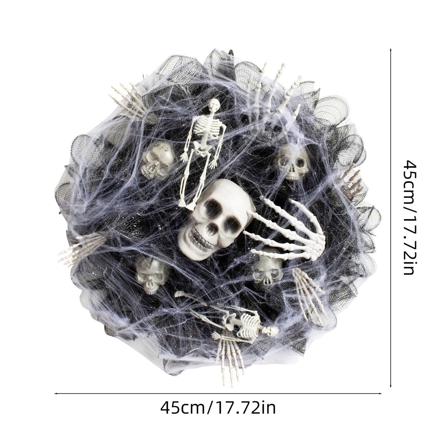Halloween Black Mesh Skull Garland Party Layout Props Coffee Jasper