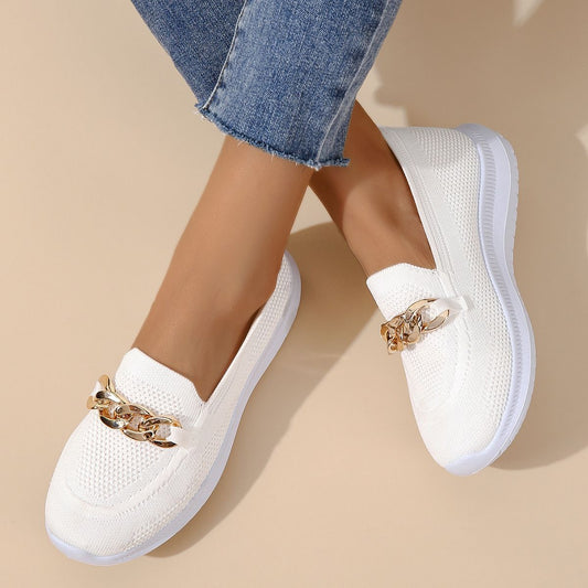 New Large Size Flat Heel Mesh Breathable Flying Woven Slip-on Women - Bests Sale