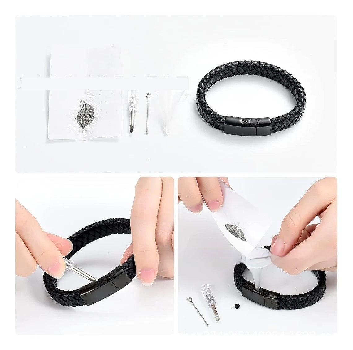 Leather Stainless Steel Cinerary Casket Bracelet - Bests Sale