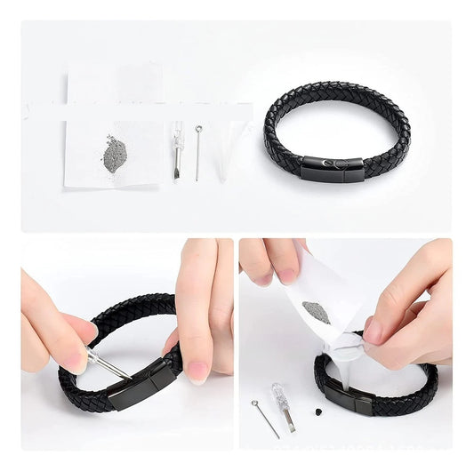 Leather Stainless Steel Cinerary Casket Bracelet - Bests Sale