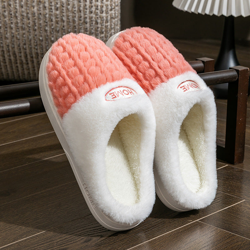 Women's Non-slip Thick Bottom Color Matching Cotton Slippers - Bests Sale