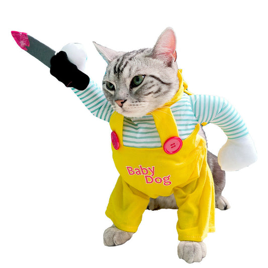 Cat Pet Costume Clothing Creative Yellow Knife Assassin Cat Clothing Bests Sale
