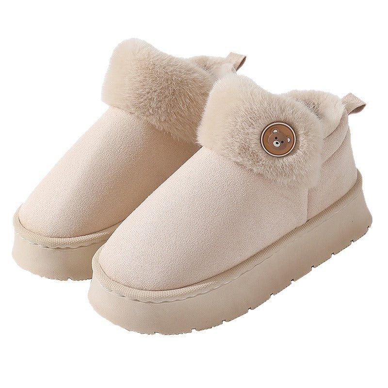 Ankle Wrap Cotton Slippers Thickened Couple Non-slip Warm Cotton Shoes - Bests Sale