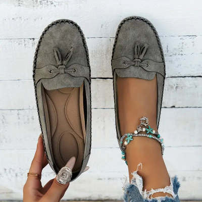 Women's Round Head Loafers Fashion Non-slip Soft Comfortable Flats Shoes - Bests Sale