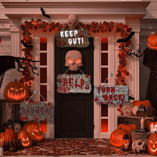 Imitation Wooden Doorplate Ghost Festival Haunted House Horror Atmosphere Decoration - Bests Sale