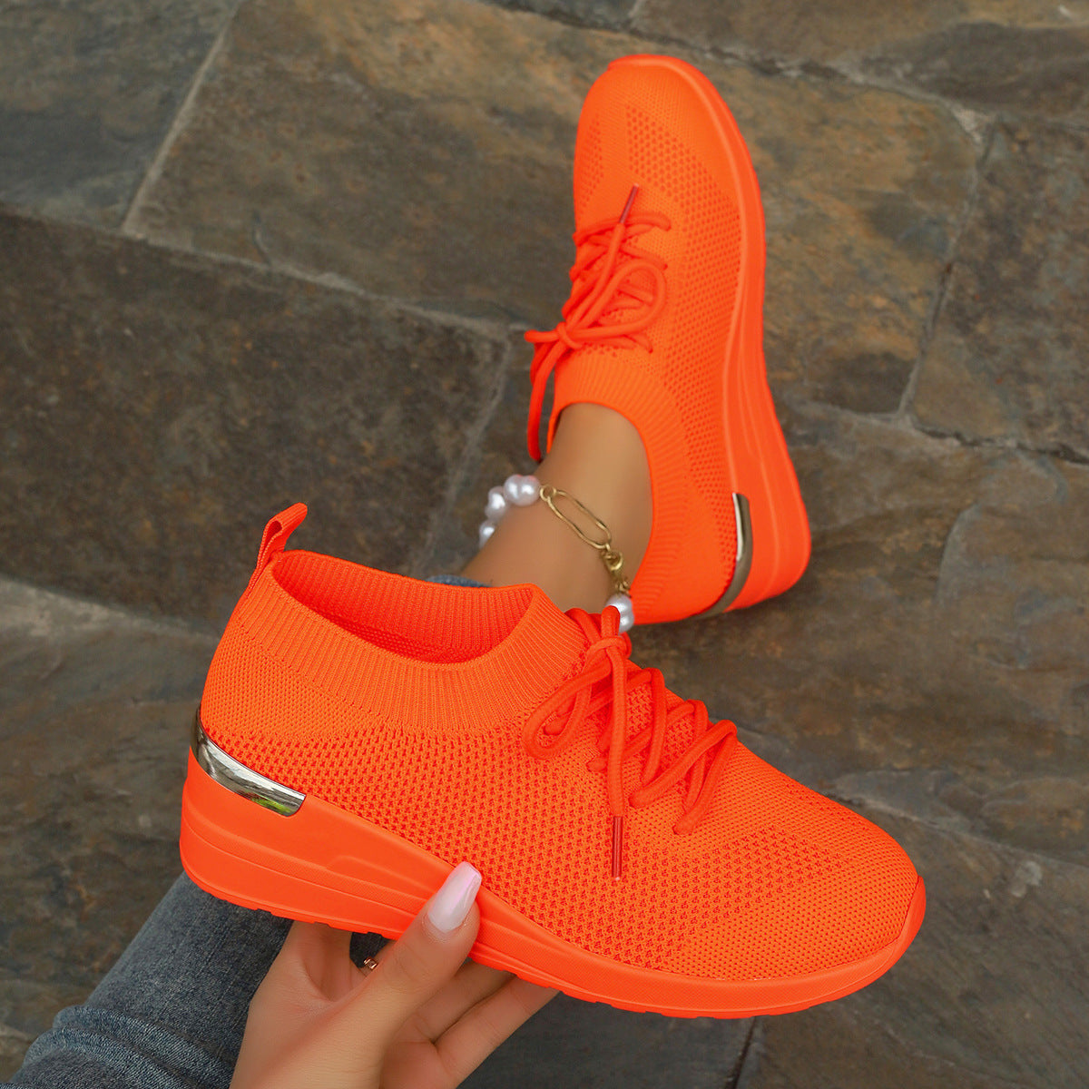 Round Head Leisure Front Lace-up Platform Shoes - Bests Sale