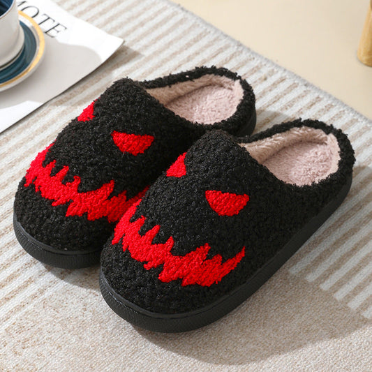 Halloween Skull Cartoon Print Slippers Warm Winter Slippers For Men Women Couple Home Shoes Indoor Cotton Slippers Bests Sale