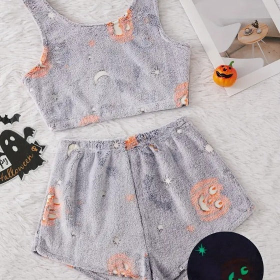 Women's Halloween Luminous Flannel Pajamas - Bests Sale