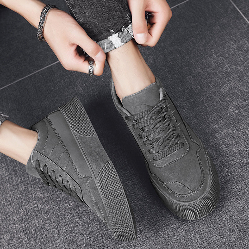 Casual Board Flat Shoes Men Breathable Thick-soled Lace-up Sneakers For Walking Running - Bests Sale
