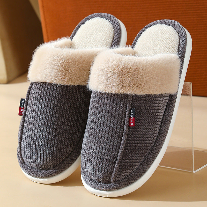 Fur Mouth Home Non-slip Thermal Cotton Slippers - Bests Sale