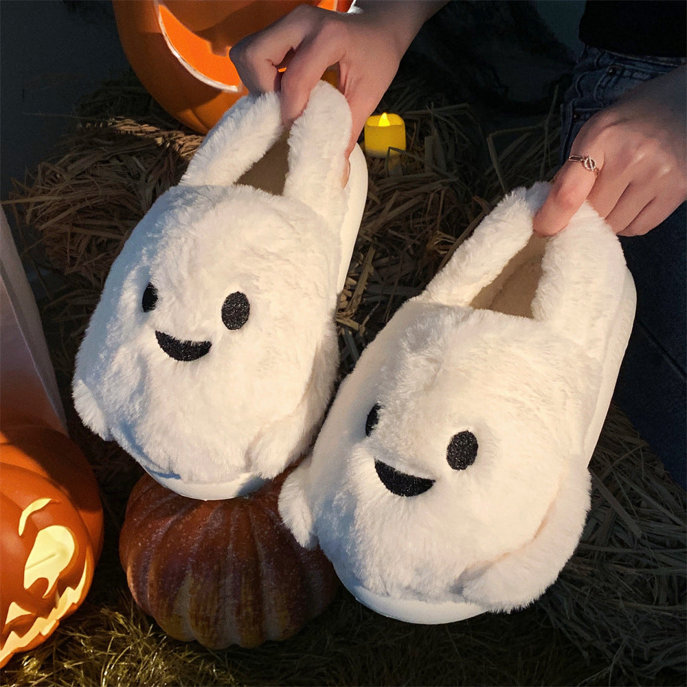 Couple Halloween Cute Little Ghost All-inclusive Cotton Slippers Bests Sale