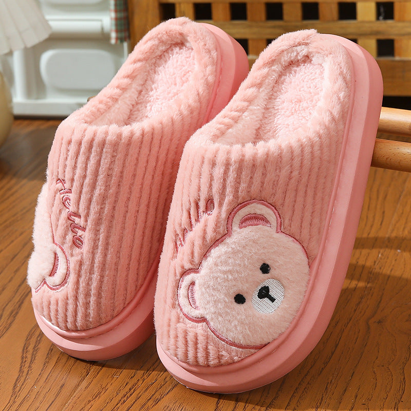 EVA Thick-soled Cotton Slippers Cartoon Bear Plush Cotton Slippers - Bests Sale