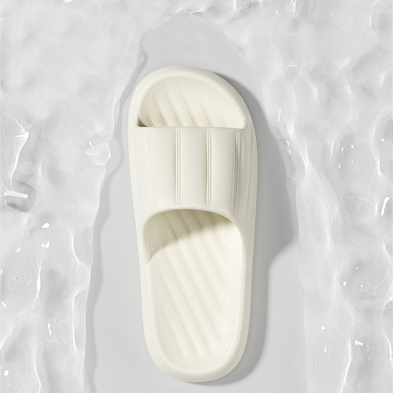 Fashion Solid Color Striped Home Slippers Summer Thick Bottom Non-slip Bathroom Slipper Women Men Couples Shoes - Bests Sale