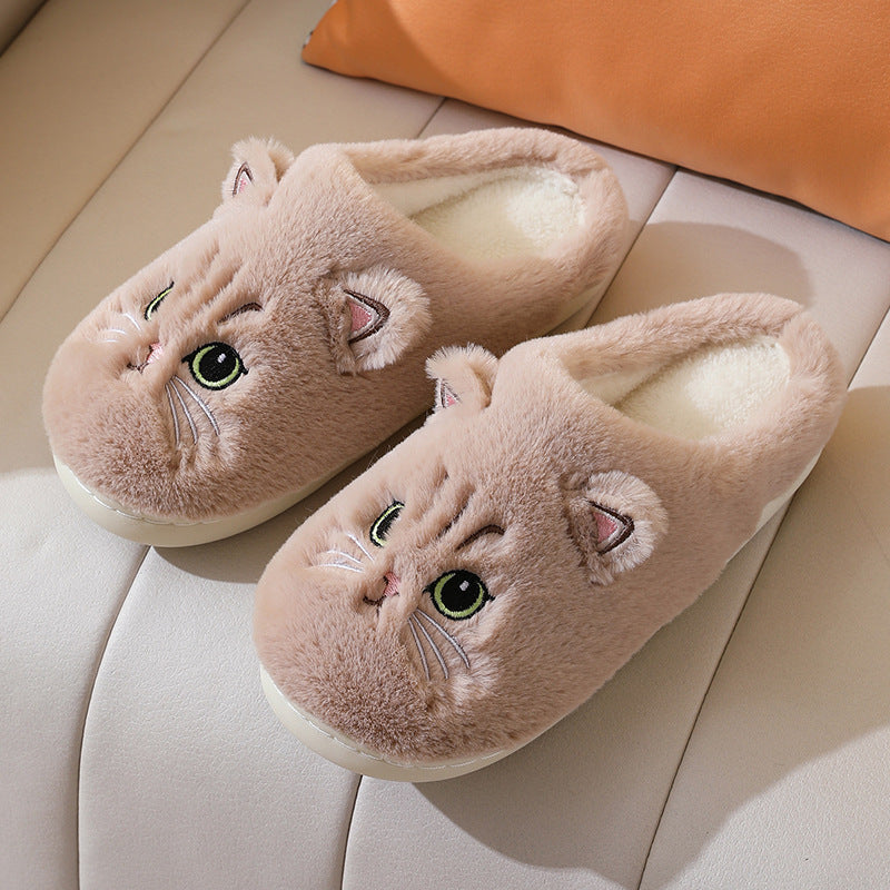 Autumn And Winter Cotton Slippers Men And Women Couple Kitty Cartoon - Bests Sale