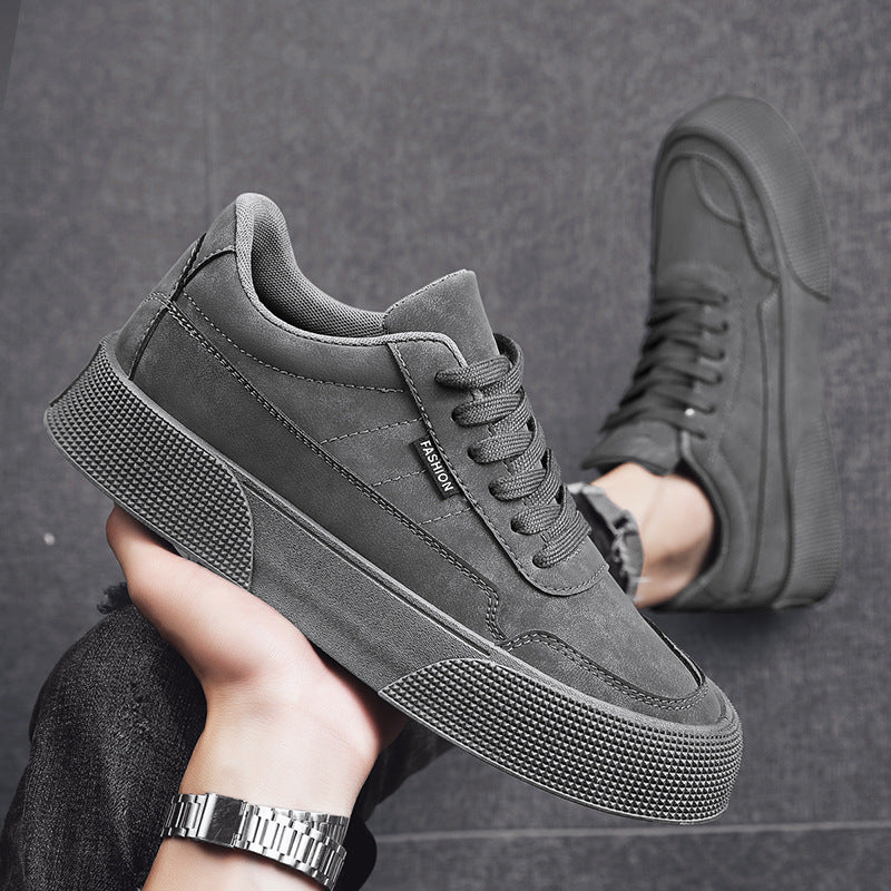 Casual Board Flat Shoes Men Breathable Thick-soled Lace-up Sneakers For Walking Running - Bests Sale