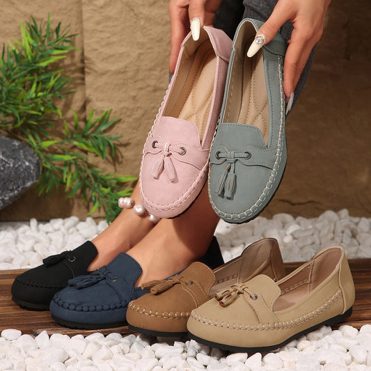 Women's Round Head Loafers Fashion Non-slip Soft Comfortable Flats Shoes - Bests Sale