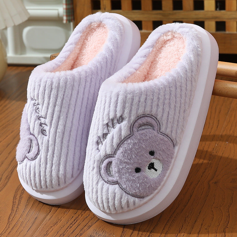 EVA Thick-soled Cotton Slippers Cartoon Bear Plush Cotton Slippers - Bests Sale