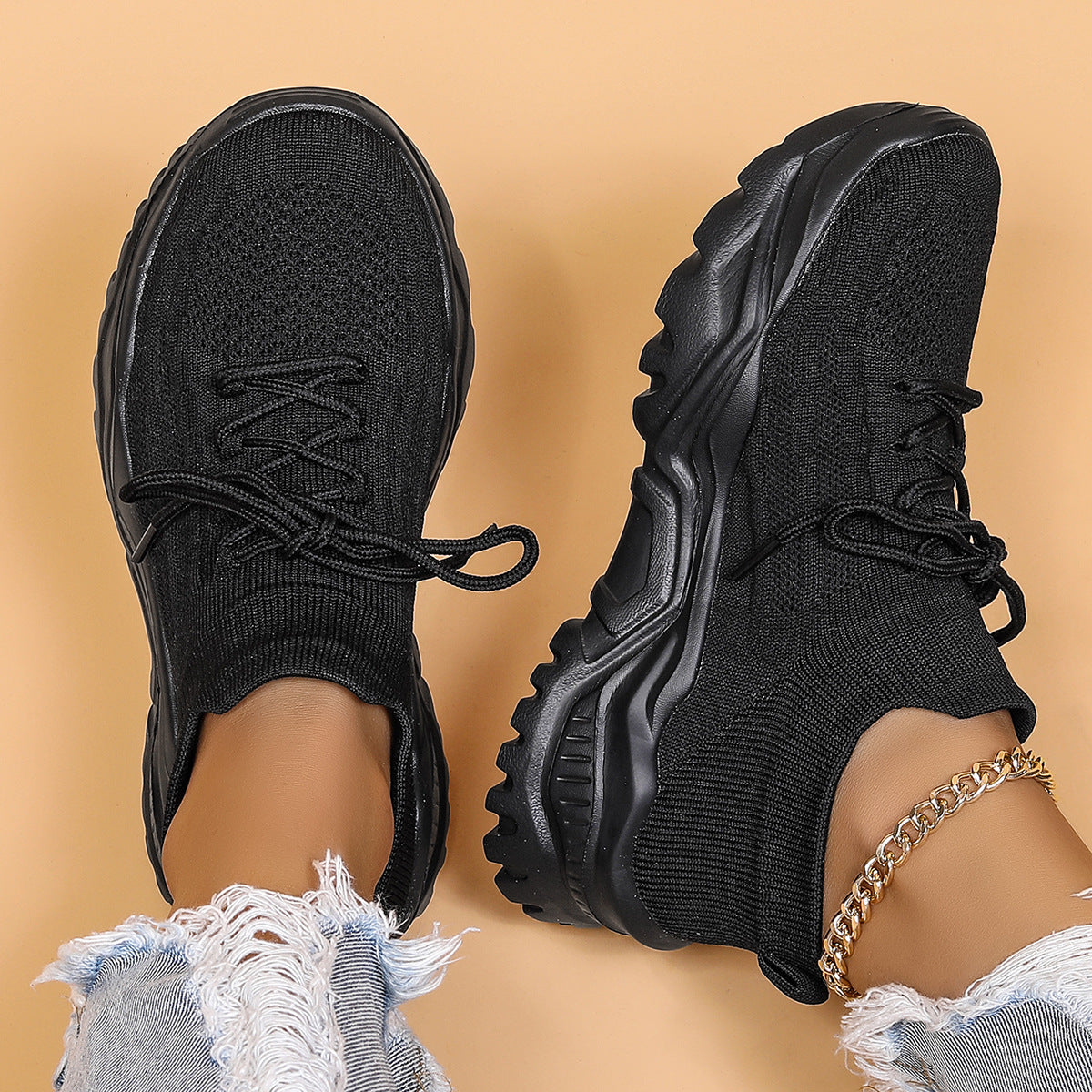 Plus Size Women's Sports Breathable Fly-knit Socks Shoes - Bests Sale