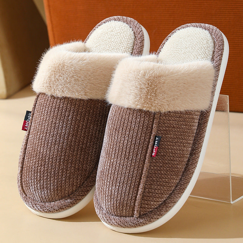 Fur Mouth Home Non-slip Thermal Cotton Slippers - Bests Sale
