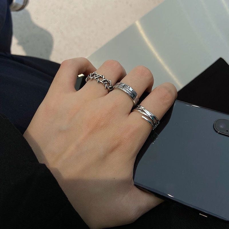 Retro Retro Roman Numerals Three-piece Ring Set Women - Bests Sale