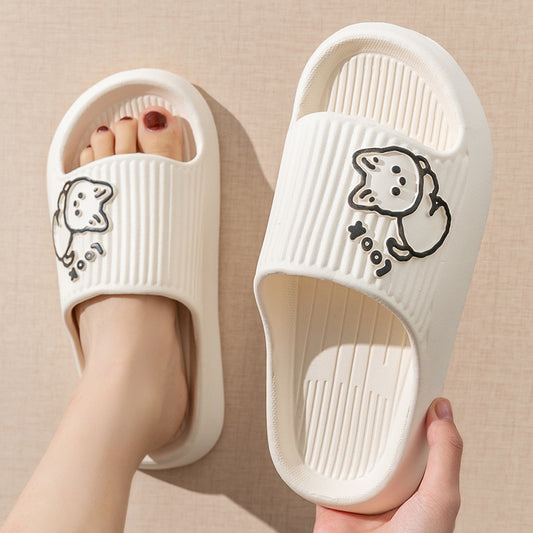 Cute Cat Slippers Summer Women Home Shoes Bath Thick Platform Non-Slip Slides Indoor Outdoor - Bests Sale
