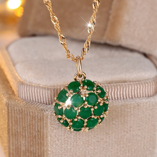 Hot Sale In Europe And America Exquisite Round Emerald Full Diamond Necklace - Bests Sale