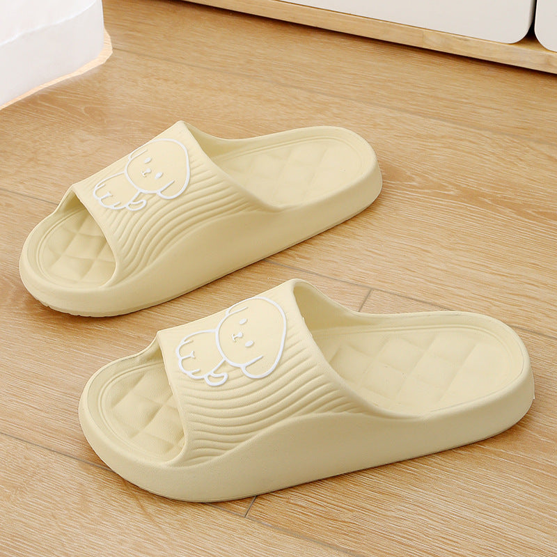 Cute Cartoon Dog Slippers Summer Solid Color Non-slip Rhombus Bathroom Slipper Indoor House Shoes For Men Women Couples - Bests Sale