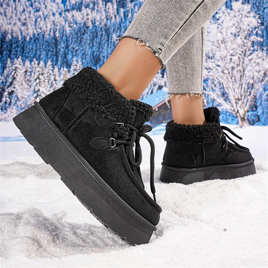 Thick Bottom Fleece-lined Snow Boots Women's Fur Integrated Casual Cotton-padded Shoes - Bests Sale