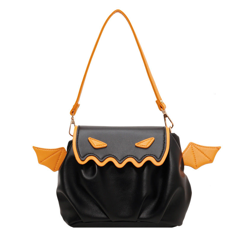 Funny Crossbody Bag Halloween Pumpkin Cartoon Shoulder Bags With Small Wings Personalized Creative Female Handbag - Bests Sale