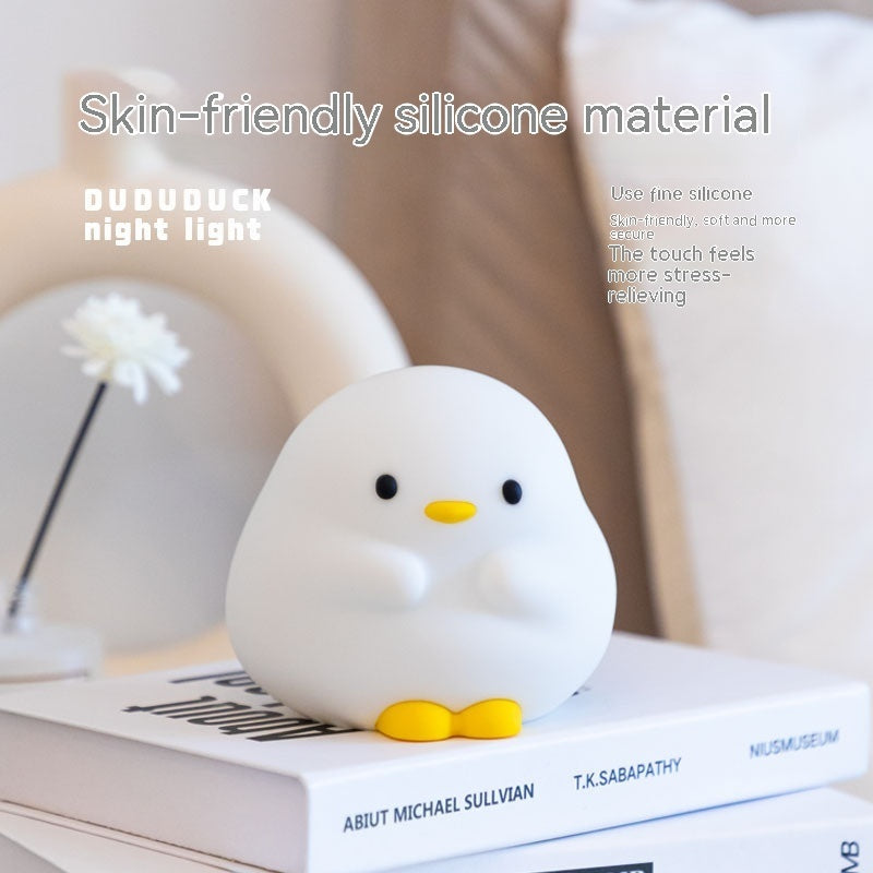 Cute Duck LED Night Lamp Cartoon Silicone USB Rechargeable Sleeping Light Touch Sensor Timing Bedroom Bedside Lamp For Kid Gift Home Decor Coffee Jasper