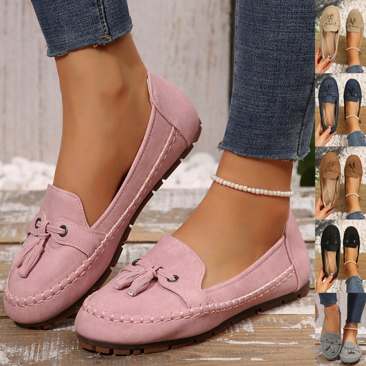 Women's Round Head Loafers Fashion Non-slip Soft Comfortable Flats Shoes - Bests Sale