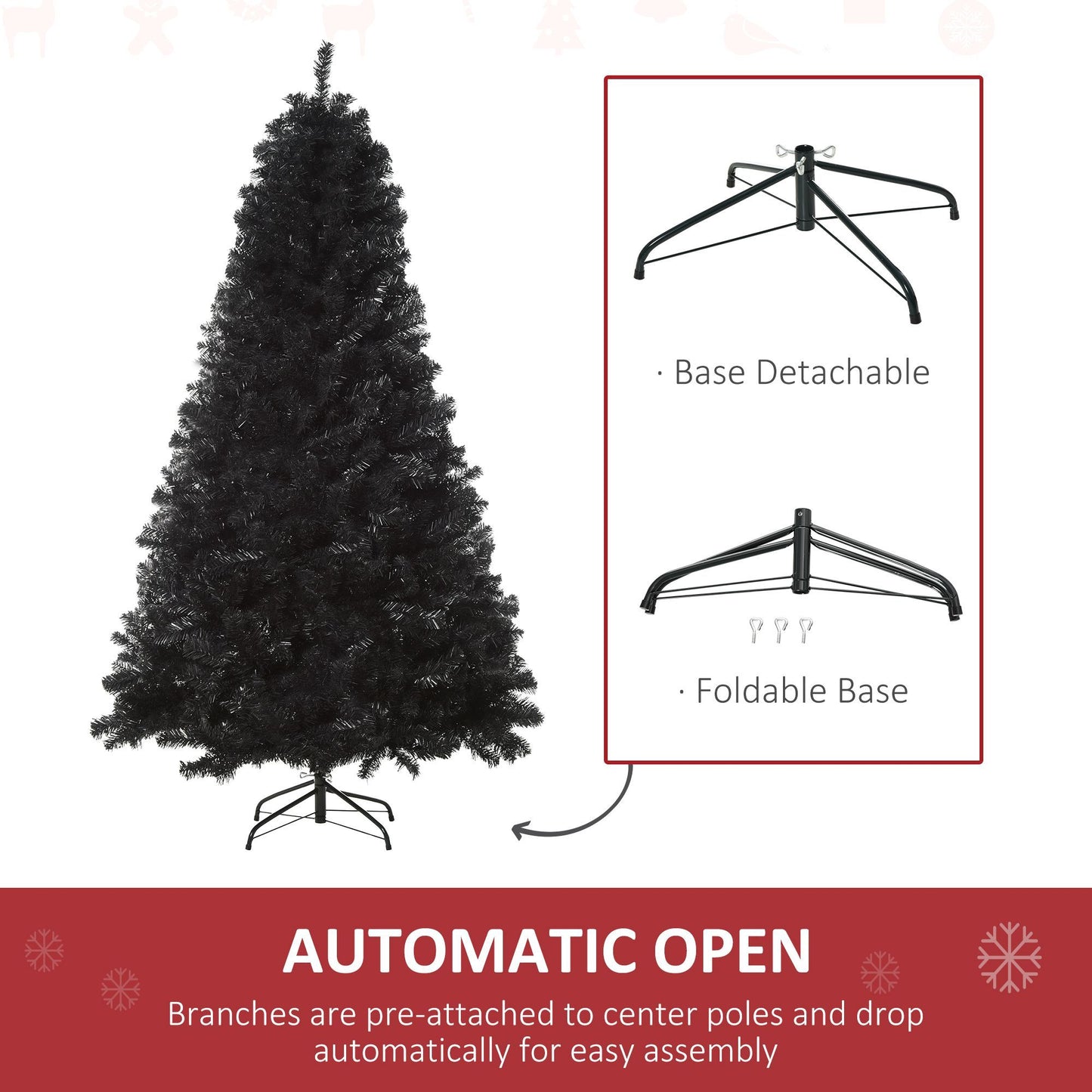 6ft Artificial Christmas Tree Unlit Douglas Fir With Realistic Branch Tips, Black Halloween Style - Bests Sale
