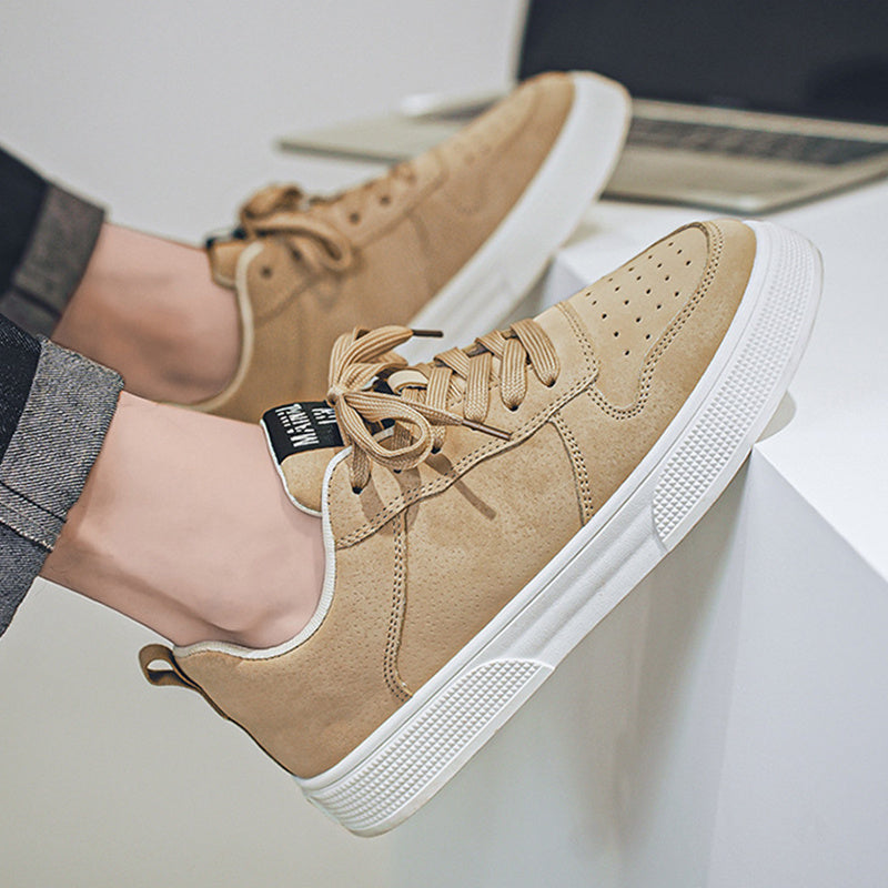 Men's Lace-up Flat Shoes Fashion Casual Round-toe Walking And Jogging Shoes Sneakers - Bests Sale