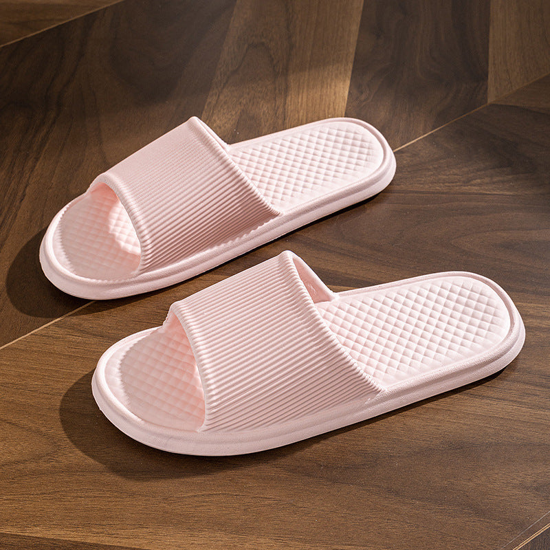 Summer Slipper Indoor House Shoes For Men Women Couples Solid Color Rhombus Striped Non-slip Bathroom Slippers - Bests Sale