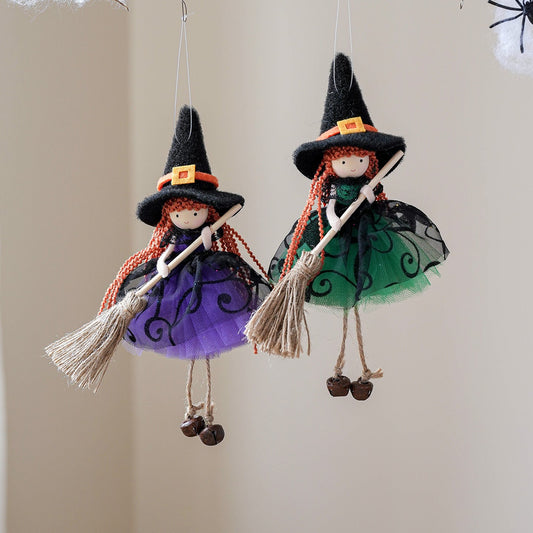 Halloween Mesh Broom Girl Angel Christmas Tree Pendant Bests Sale
