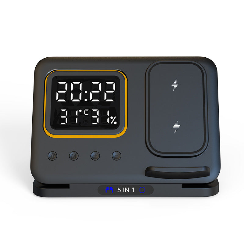 15W Wireless Chargers Stand 5 In1 LED Digital Alarm Clock Fast Charging Dock Station Coffee Jasper