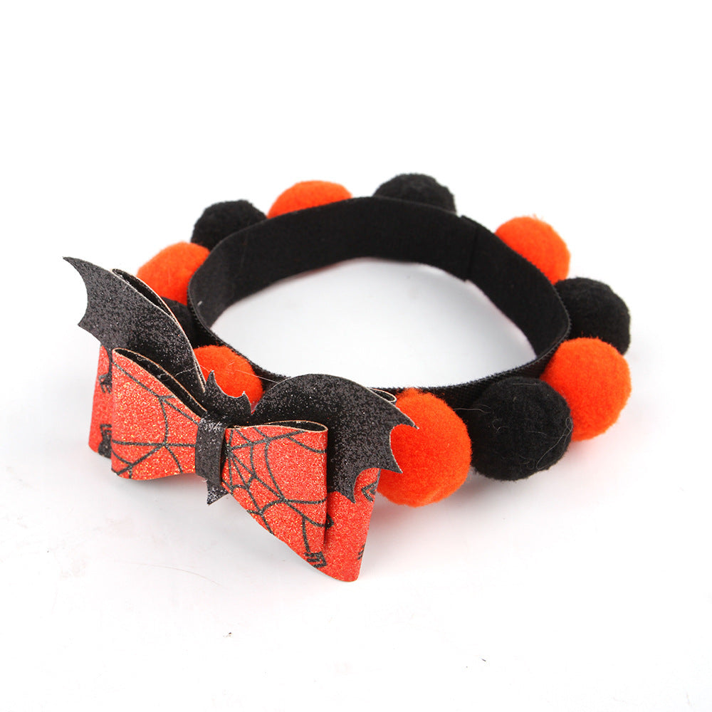 Halloween Pet Fur Ball Collar Pumpkin Accessories Bests Sale