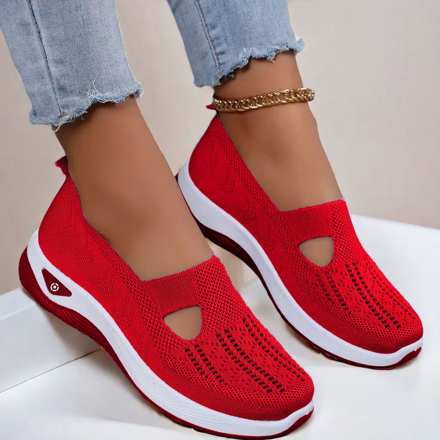 Mesh Flats Shoes Fashion Breathable Non-slip Soft Bottom Casual Shoes For Women - Bests Sale