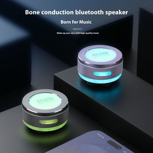 Small Wireless Bone Conduction Speakers Bluetooth Vibration Speaker With Color LED Light Portable Surface Adsorption Speaker Coffee Jasper