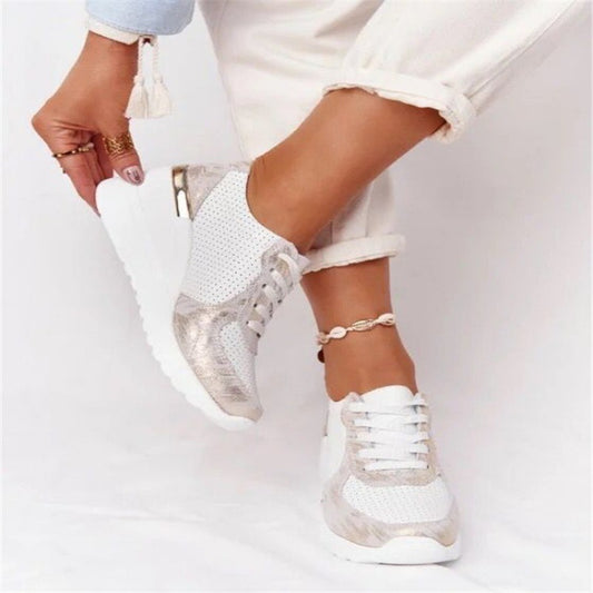 Plus Size Casual Platform Dad Shoes Lace-up Wedge Sports Women - Bests Sale