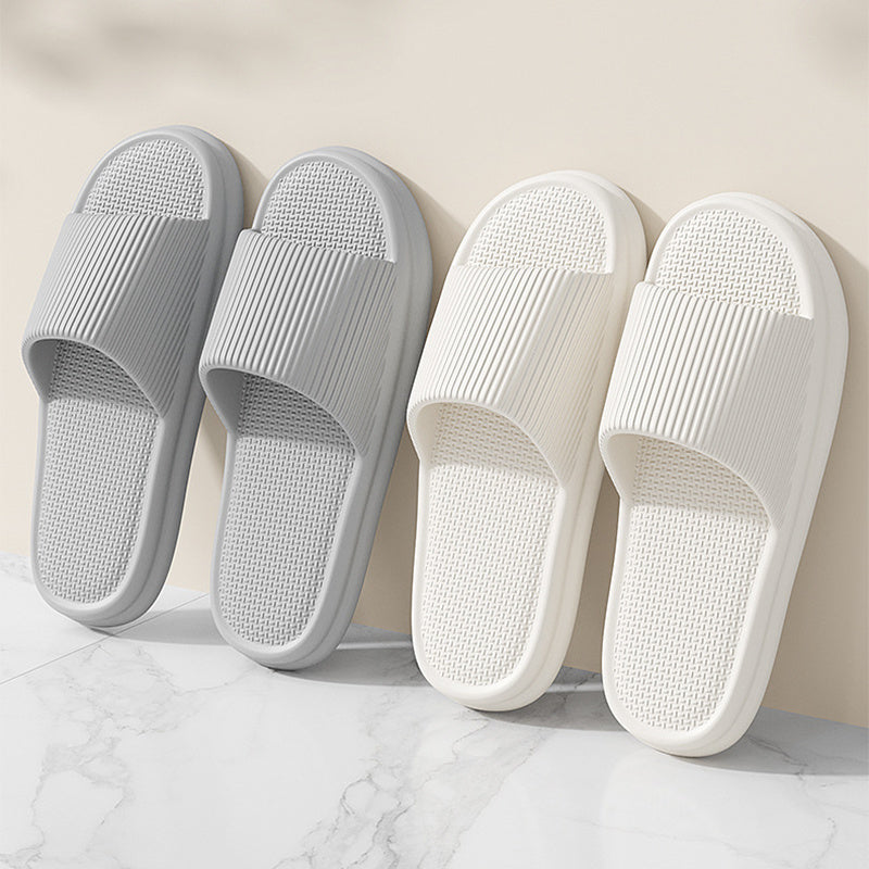 Striped Design Home Slippers For Women Men Soft Anti-slip Floor Bathroom Slippers Solid House Shoes - Bests Sale