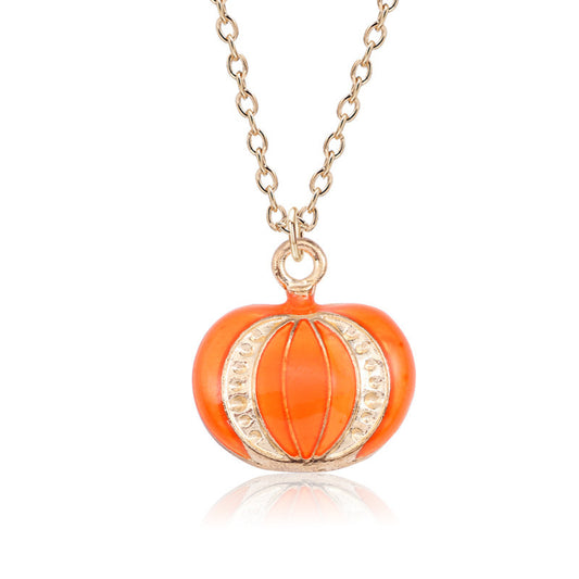 Halloween Oil Drop Pumpkin Cat Necklace Creative Clavicle Chain Pendant Fashion Jewelry Accessories - Bests Sale
